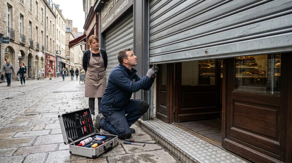 Serrurier intervenant pour le déblocage d’un rideau métallique à Amiens