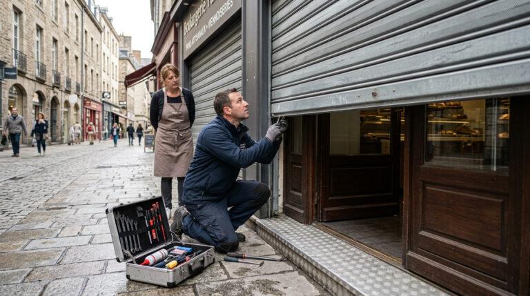 Serrurier intervenant pour le déblocage d’un rideau métallique à Amiens
